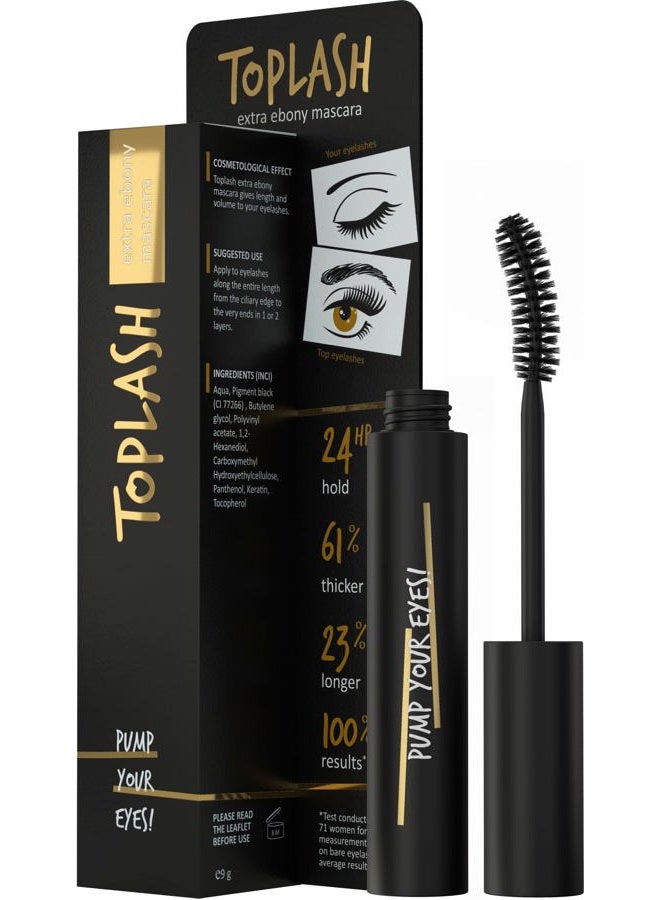 Toplash Extra Ebony Mascara with Keratin, Panthenol and Vitamin E - Image 1