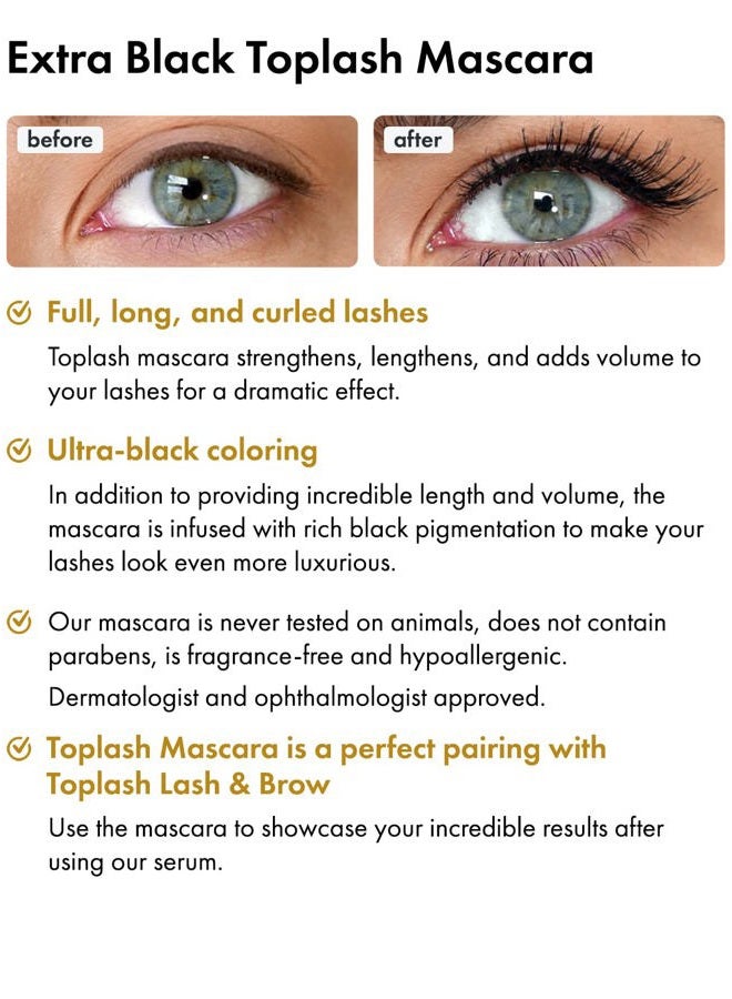 Toplash Extra Ebony Mascara with Keratin, Panthenol and Vitamin E - Image 2