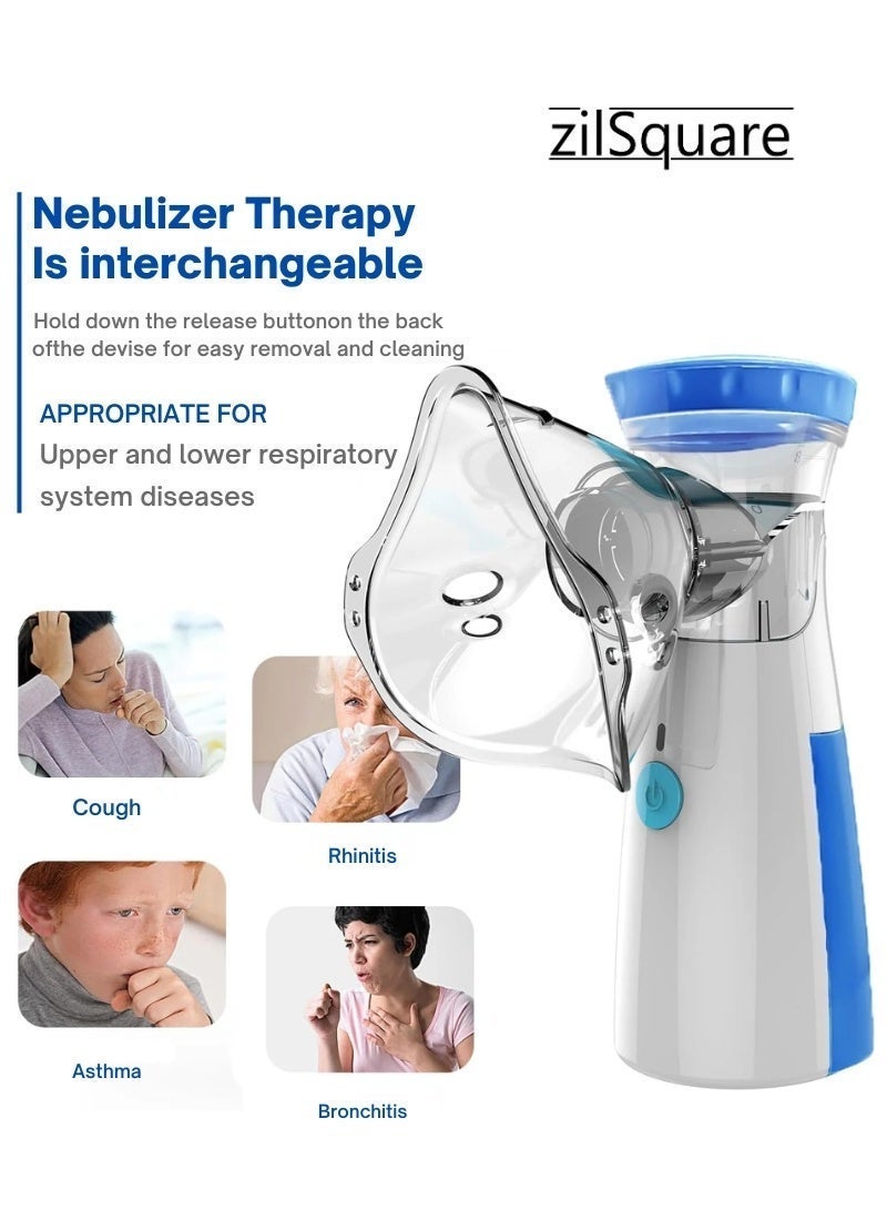 zilSquare Portable Mesh Nebulizer Machine for Adults and Kids – Ultrasonic Rechargeable Handheld Inhaler for Asthma, Cough, Cold & Allergy Relief – Quiet Steam Vaporizer Medical Breathing Treatment Device with Adult & Child Mask – Travel Home Mist Inhaler Nebulizer Kit - Image 4