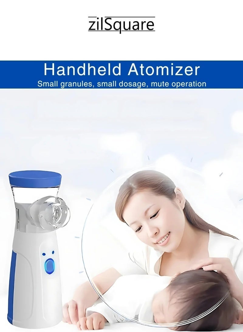 zilSquare Portable Mesh Nebulizer Machine for Adults and Kids – Ultrasonic Rechargeable Handheld Inhaler for Asthma, Cough, Cold & Allergy Relief – Quiet Steam Vaporizer Medical Breathing Treatment Device with Adult & Child Mask – Travel Home Mist Inhaler Nebulizer Kit - Image 2