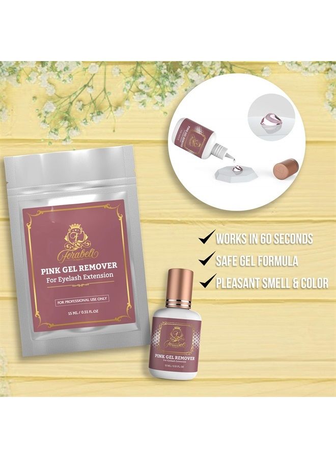 Forabeli Eyelash Extension Glue Remover for Lash Extensions Forabeli 15ml Pink Gel Lash Remover GBL Free, Gentle Eyelashes Removal, Lash Extension Adhesive Dissolver, Safe Lash Glue Cleaner, Easy to Apply - Image 3