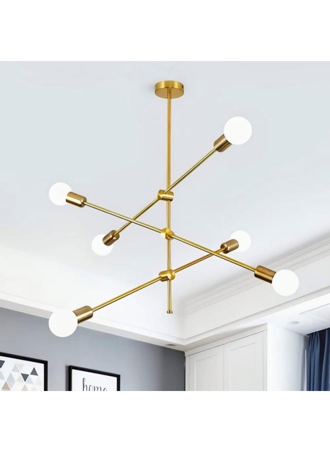 AFN LIGHTINGS Modern Sputnik Chandelier Lighting Brushed Brass Ceiling Lights Mid Century Pendant Lighting with E27 Lamp Socket Fixture for Hallway Bar Kitchen Dining Room  - Image 4