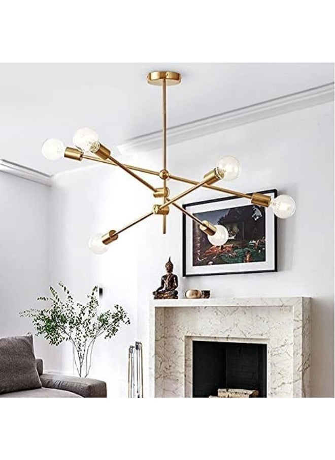 AFN LIGHTINGS Modern Sputnik Chandelier Lighting Brushed Brass Ceiling Lights Mid Century Pendant Lighting with E27 Lamp Socket Fixture for Hallway Bar Kitchen Dining Room  - Image 2