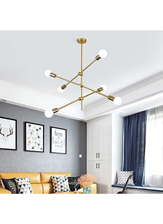AFN LIGHTINGS Modern Sputnik Chandelier Lighting Brushed Brass Ceiling Lights Mid Century Pendant Lighting with E27 Lamp Socket Fixture for Hallway Bar Kitchen Dining Room  - Image 1