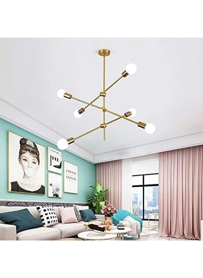AFN LIGHTINGS Modern Sputnik Chandelier Lighting Brushed Brass Ceiling Lights Mid Century Pendant Lighting with E27 Lamp Socket Fixture for Hallway Bar Kitchen Dining Room  - Image 5