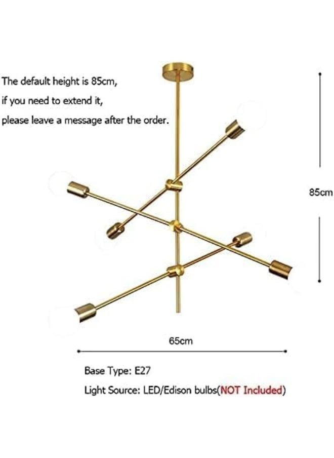 AFN LIGHTINGS Modern Sputnik Chandelier Lighting Brushed Brass Ceiling Lights Mid Century Pendant Lighting with E27 Lamp Socket Fixture for Hallway Bar Kitchen Dining Room  - Image 3
