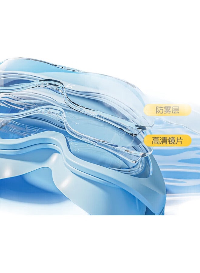Keep Children'S Large Frame Swimming Goggles, Boys And Girls High-Definition Waterproof Anti-Fog Professional Swimming Glasses And Swim Cap Set, Seaside Blue - Image 1