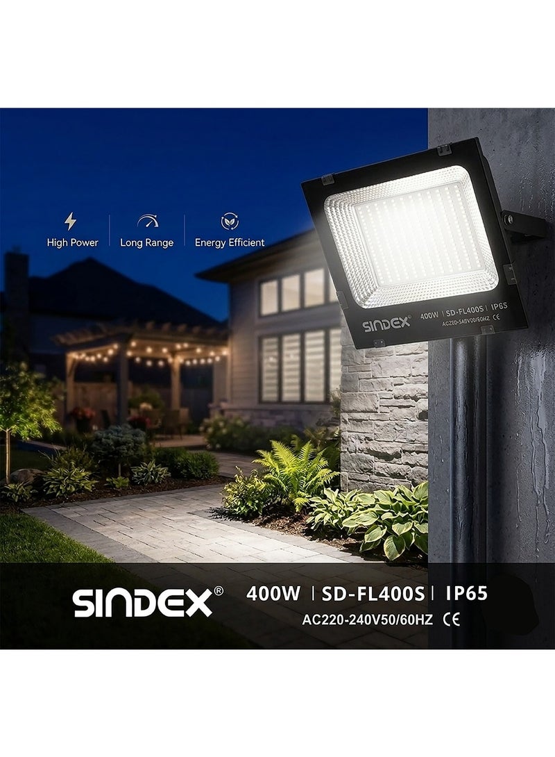 كشاف إضاءة LED عالي الطاقة بقدرة 400 واط - يعمل بجهد 220-240 فولت تيار متردد، إضاءة بيضاء نقية 6500 كلفن، كشاف إضاءة متوسط ​​المدى، مصنوع من الألومنيوم، موفر للطاقة، تصميم عصري، مقاوم للعوامل الجوية بمعيار IP65، عمر افتراضي يصل إلى 30000 ساعة. - Image 5