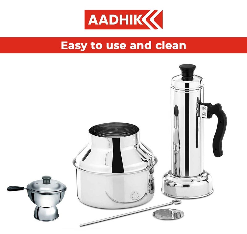 AADHIK Stainless Steel Puttu Maker Combo With Chiratta, Kudam Steel, Puttu Kudam (Pack of 1) - Image 3