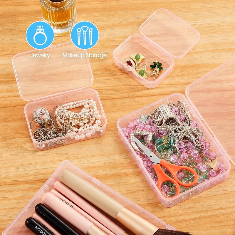 Goodma 8 Pieces Rectangular Plastic Boxes Empty Storage Organizer Containers with Hinged Lids for Small Items and Other Craft Projects (Pink, 4.5 x 3.3 x 1.1 inch) - Image 4