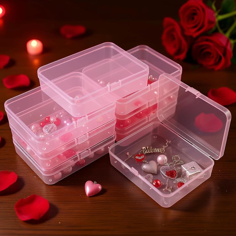 Goodma 8 Pieces Rectangular Plastic Boxes Empty Storage Organizer Containers with Hinged Lids for Small Items and Other Craft Projects (Pink, 4.5 x 3.3 x 1.1 inch) - Image 3
