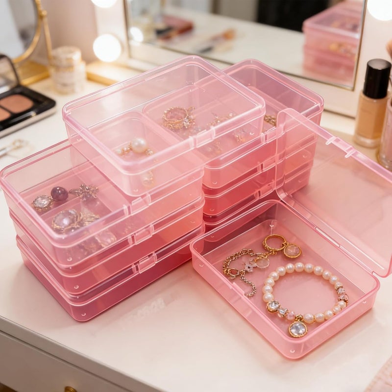 Goodma 8 Pieces Rectangular Plastic Boxes Empty Storage Organizer Containers with Hinged Lids for Small Items and Other Craft Projects (Pink, 4.5 x 3.3 x 1.1 inch) - Image 5