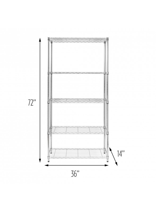 Honey Can Do Honey-Can-Do, 5-Tier Chrome Heavy-Duty Adjustable Shelving Unit with 200-lb Per Shelf Weight Capacity  - Image 4