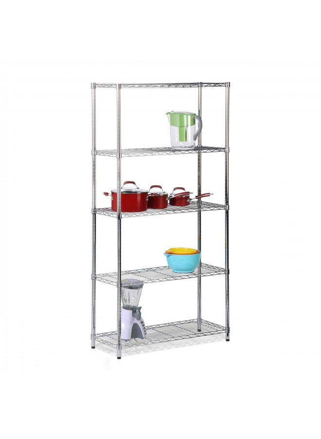 Honey Can Do Honey-Can-Do, 5-Tier Chrome Heavy-Duty Adjustable Shelving Unit with 200-lb Per Shelf Weight Capacity  - Image 2