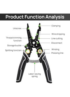 Whixant Whixant 9in1 Wire Stripper Tool Cable Cutters Multifunctional Needle Nose Pliers for Electric Cable Stripping Cutting and Crimping Plier Style Nose ProTouch Grip for Maximum Comfort  - Image 2