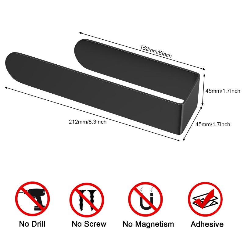 HUFEEOH 2 Pack Adhesive Hand Towel Holder  Sticky Towel Bar Towel Holder Wall Mounted  Stainless Steel Kitchen Towel Holder Hand Towel Rack for Bahtroom Hotel RV Kitchen (Black) - Image 2