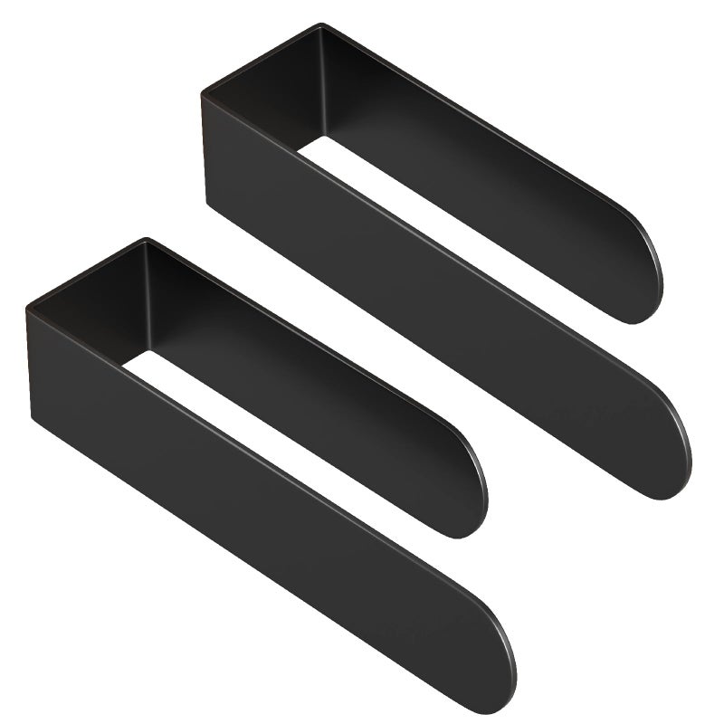 HUFEEOH 2 Pack Adhesive Hand Towel Holder  Sticky Towel Bar Towel Holder Wall Mounted  Stainless Steel Kitchen Towel Holder Hand Towel Rack for Bahtroom Hotel RV Kitchen (Black) - Image 1