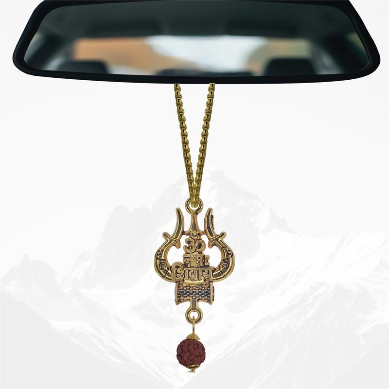 Auto Elements Metal Shiva Trishul Car Hanging Accessories, Maha dev Hanging Ornament Idol for Car - Image 1