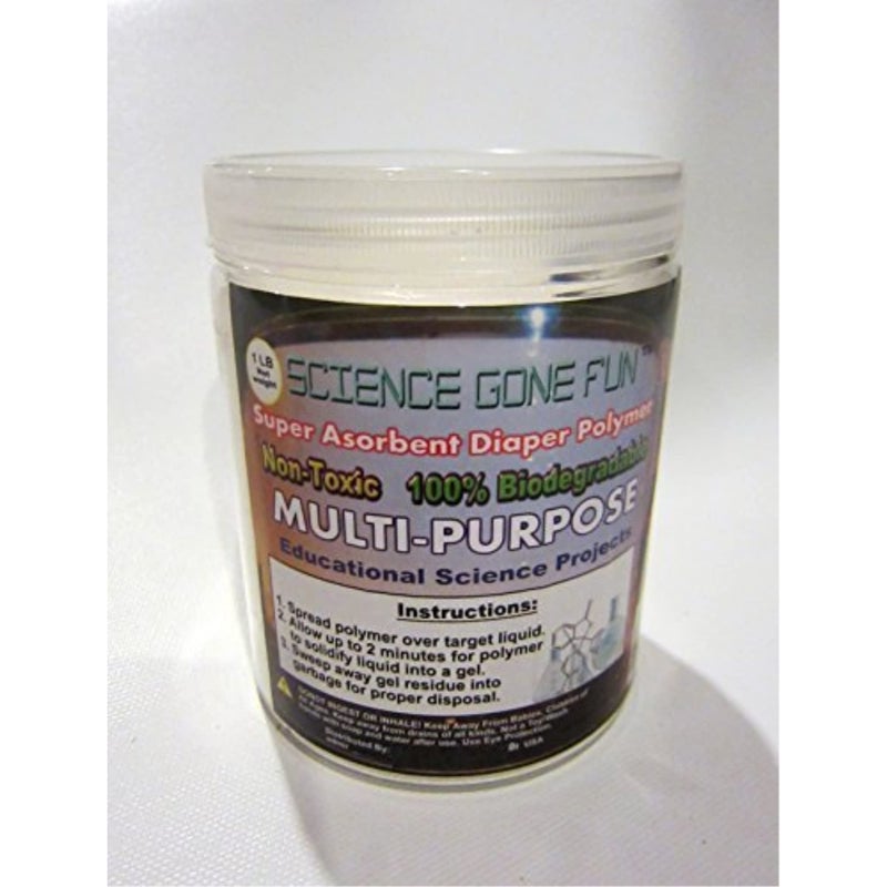 Science Gone Fun منتجات تعليمية علمية - بوليمر حفاضات سوبر ماص 1 رطل صوديوم بولي أكريلات - بوليمر سوبر ماص، رائع أيضًا لصنع السلايم - Image 3
