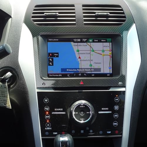 L2R for Ford Explorer 2011 2012 2013 2014 2015 Interior Dashboard Console Navigation GPS Frame Cover Trim ABS Carbon Fiber Black Accessories 1pcs - Image 3