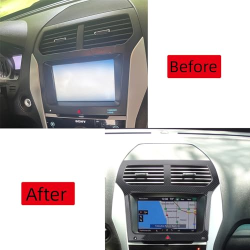 L2R for Ford Explorer 2011 2012 2013 2014 2015 Interior Dashboard Console Navigation GPS Frame Cover Trim ABS Carbon Fiber Black Accessories 1pcs - Image 4