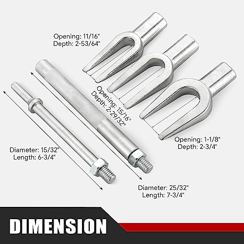 ATPEAM 5-Piece Ball Joint Separator Set | Pickle Fork Tool | Tie Rod Removal Tool Set | 1-1/8", 15/16", 11/16", for Cars and Light Vans - Image 3