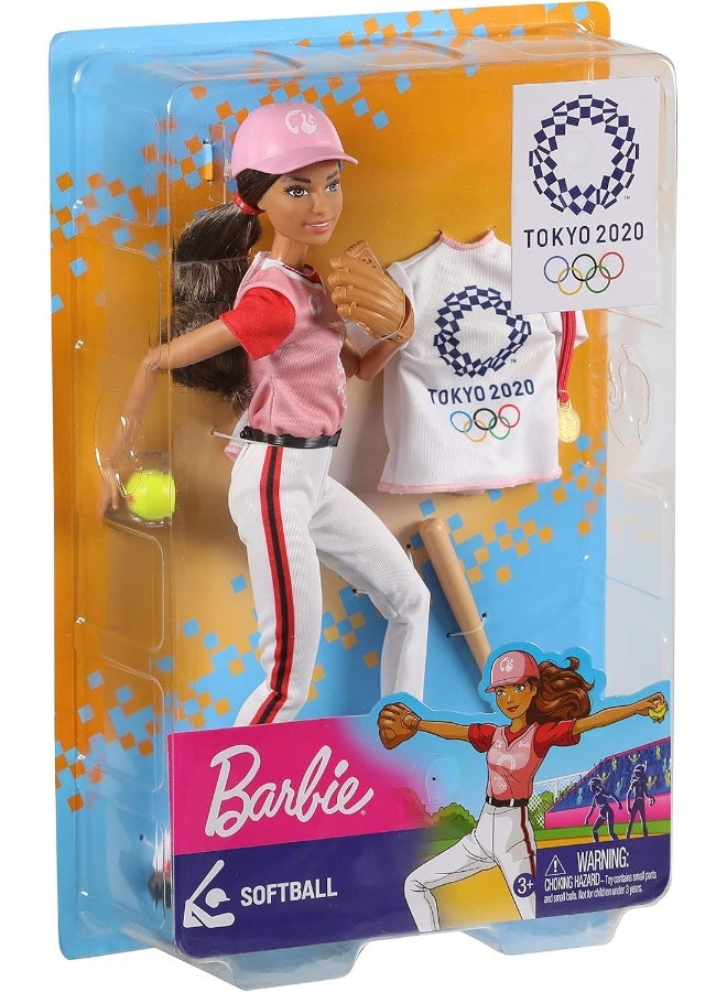 Mattel BARBIE Barbie Tokyo 2020 Olympic Softball Doll Set - Uniform, Jacket, Medal & Accessories for Ages 3+ - Image 5