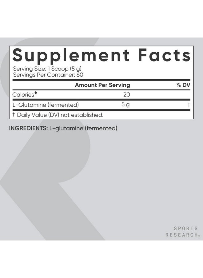 سبورتس ريسيرش Sports Research L-Glutamine - دعم التعافي من التمرينات الرياضية وصحة المناعة وصحة الأمعاء - 5 جرام لكل وجبة - 10.58 أونصة  - Image 5