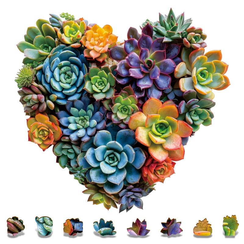 Mys Aurora Jigsaw PuzzlesFSC Certified 200 Pieces Heart Succulent Wooden Puzzles for Adults Unique Shaped Plant PuzzlesBrain Teaser Family Flower Puzzle Game Medium 117 x 112 - Image 3