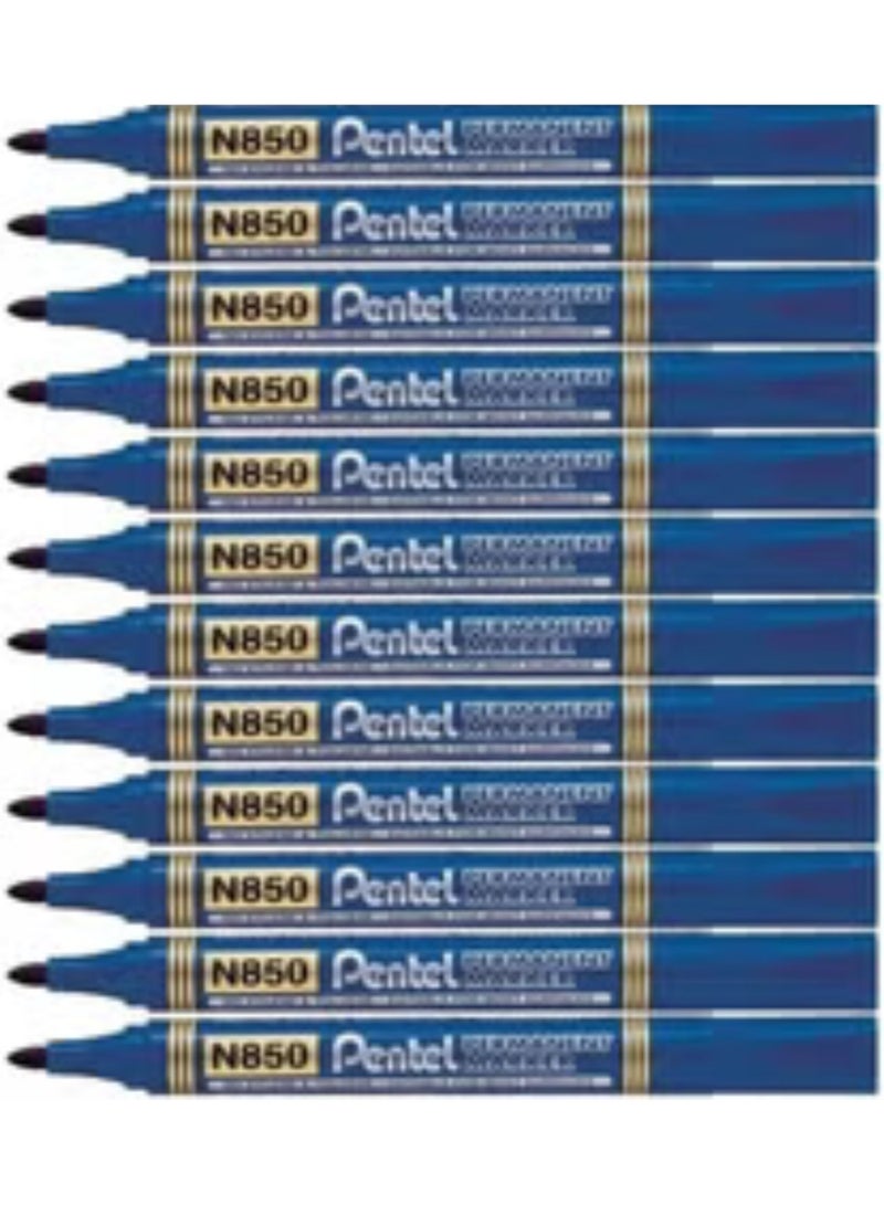 قلم تحديد دائم مكون من 12 قطعة، حبر أزرق