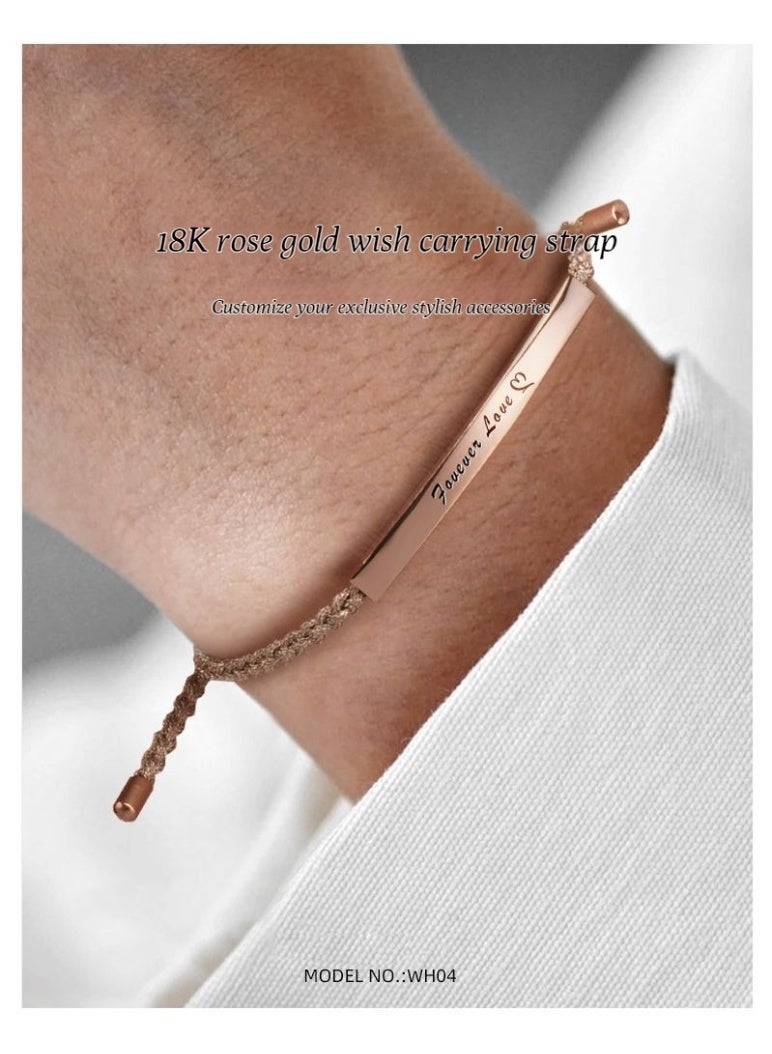 POWER IONICS Pine Luxury Versatile 18K Rose Gold Commemorative Bracelet - For Both Men and Women - Couple's Red String - Image 2