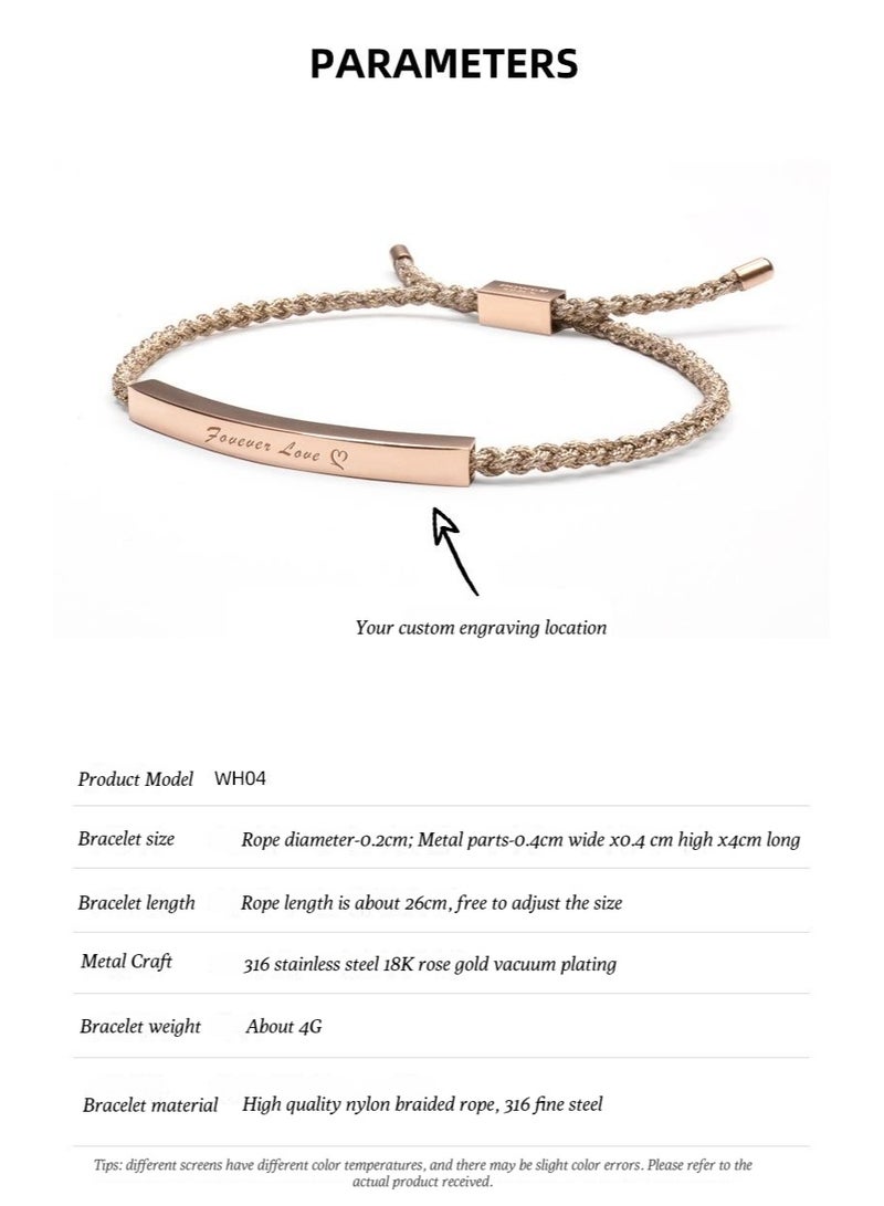 POWER IONICS Pine Luxury Versatile 18K Rose Gold Commemorative Bracelet - For Both Men and Women - Couple's Red String - Image 3