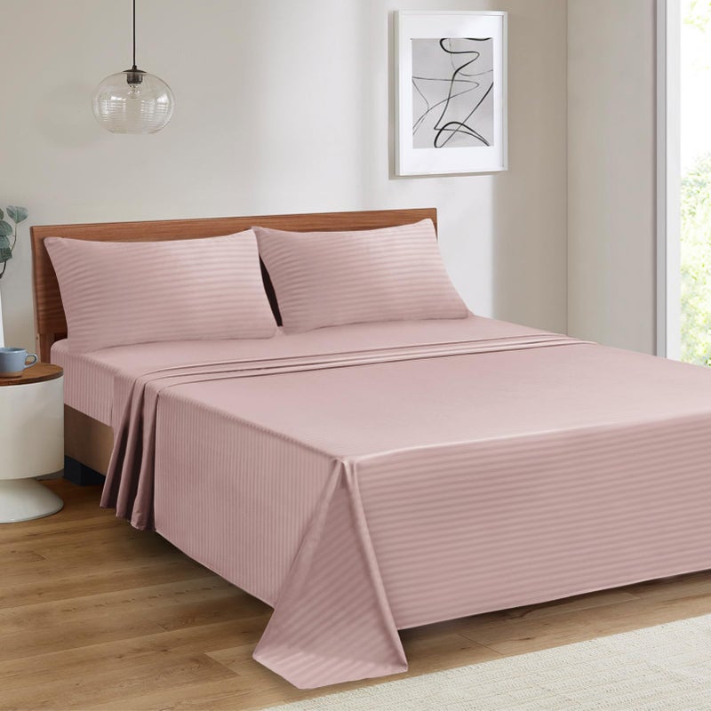 Mejoroom Striped Full Size Sheets â€“ Extra Soft Full Size Bed Sheets - 16inches deep Pocket Full Sheet Set, Breathable, Wrinkle, Fade and Stain Resistant - 4 Piece (02-Dusty Pink) - Image 5