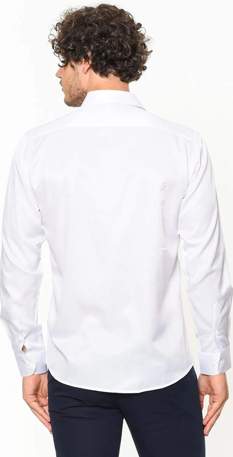 فاريتا Men's White Slim Fit Slim Fit Long Sleeve Shirt