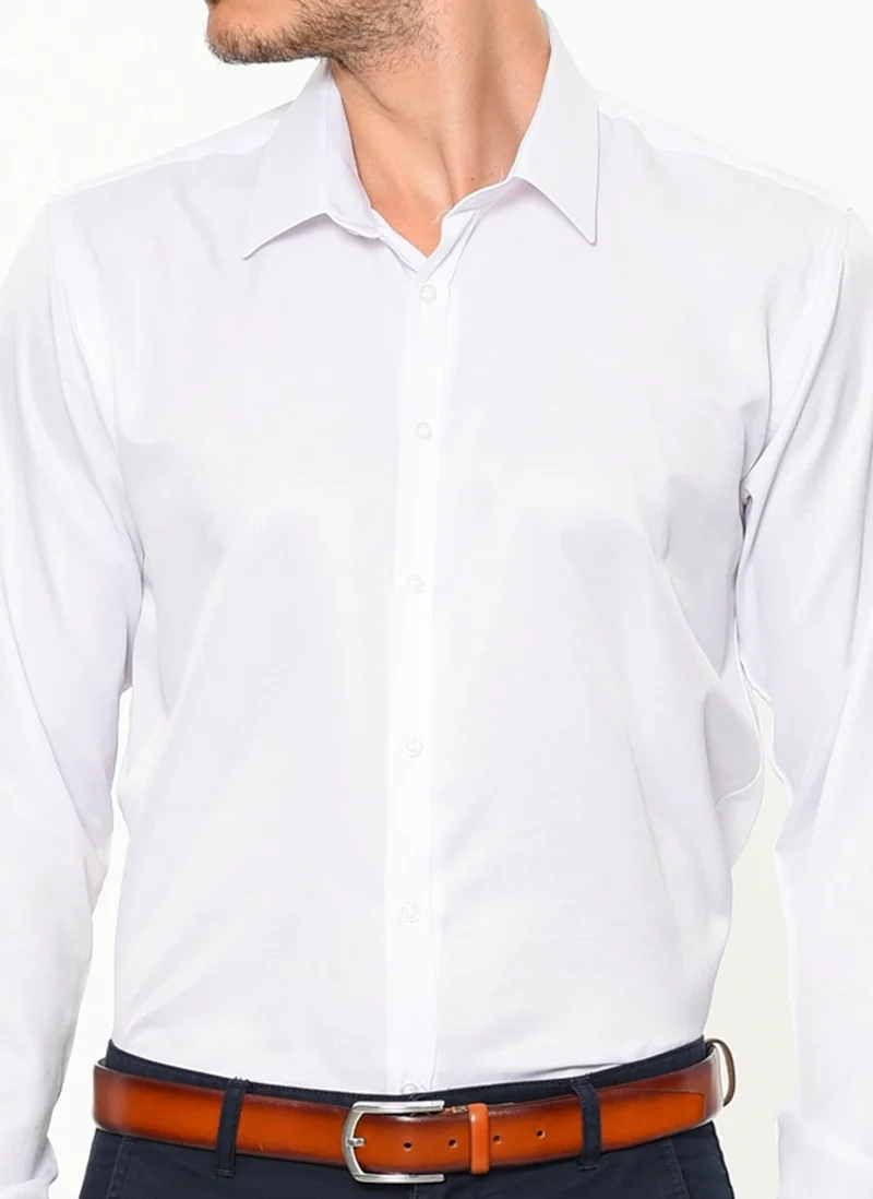 فاريتا Men's White Slim Fit Slim Fit Long Sleeve Shirt