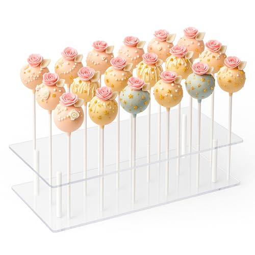 CYRYLC Cake Pop Stand - 21 Holes Lollipop Display Stand,Acrylic Cake Pops Holder Disply for Weddings, Baby Showers, Birthday, Party,Halloween Candy Decorative - Image 1