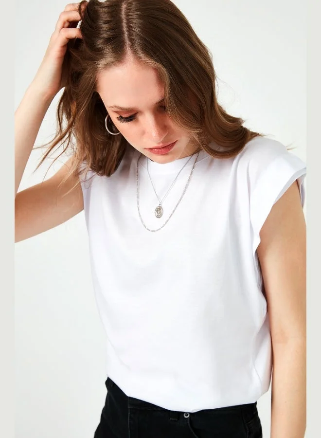 Lela Lela Cotton Crew Neck Sleeveless T Shirt Women's T SHIRT 5864019