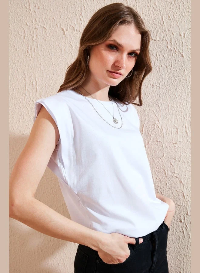 Lela Lela Cotton Crew Neck Sleeveless T Shirt Women's T SHIRT 5864019