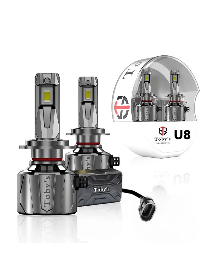 توبيز مصباح أمامي LED U8 من Toby's بقوة 75 وات/قطعة و150 وات/زوج من مصابيح الرأس بقوة 6500 كلفن للشعاع العالي والشعاع المنخفض - 9006