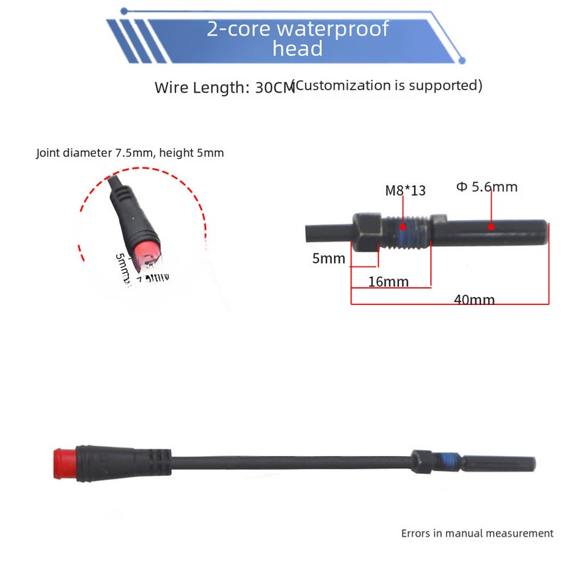 Electric bicycle scooter oil disc brake power-off switch magnetic induction wire for driving car 2-Core 3-core 2A2Y connection(3 Core waterproof head magnetic induction wire/30cm) - Image 3