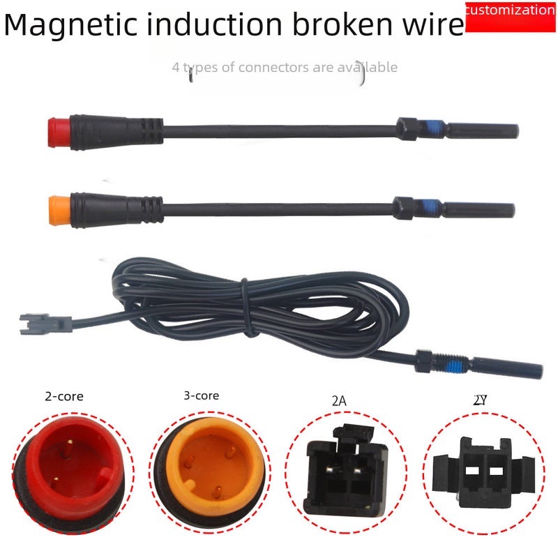 Electric bicycle scooter oil disc brake power-off switch magnetic induction wire for driving car 2-Core 3-core 2A2Y connection(3 Core waterproof head magnetic induction wire/30cm) - Image 2