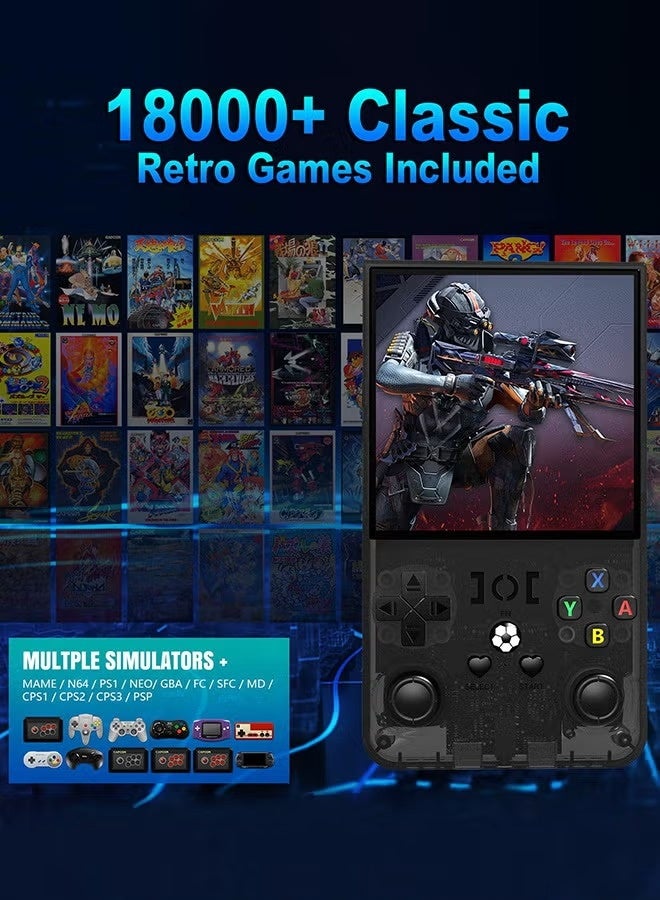 R36MAX Retro Handheld Game Console with 128G Built-in 18000+ Classic Games, Portable Video Gaming Console Linux System 4.0 Inch IPS Screen, 4000 mAh Rechargeable Battery-Black - Image 2