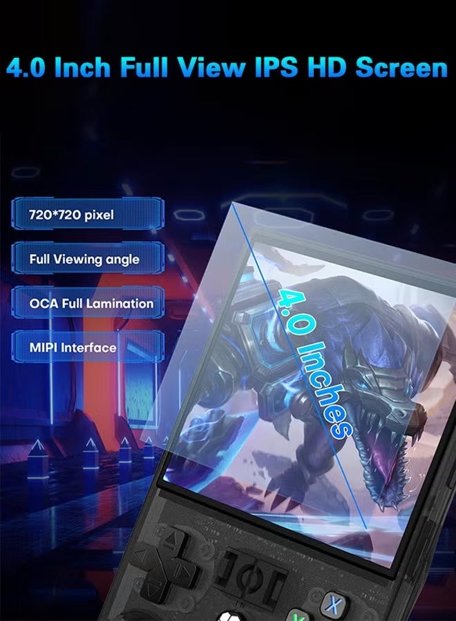 R36MAX Retro Handheld Game Console with 128G Built-in 18000+ Classic Games, Portable Video Gaming Console Linux System 4.0 Inch IPS Screen, 4000 mAh Rechargeable Battery-Black - Image 3