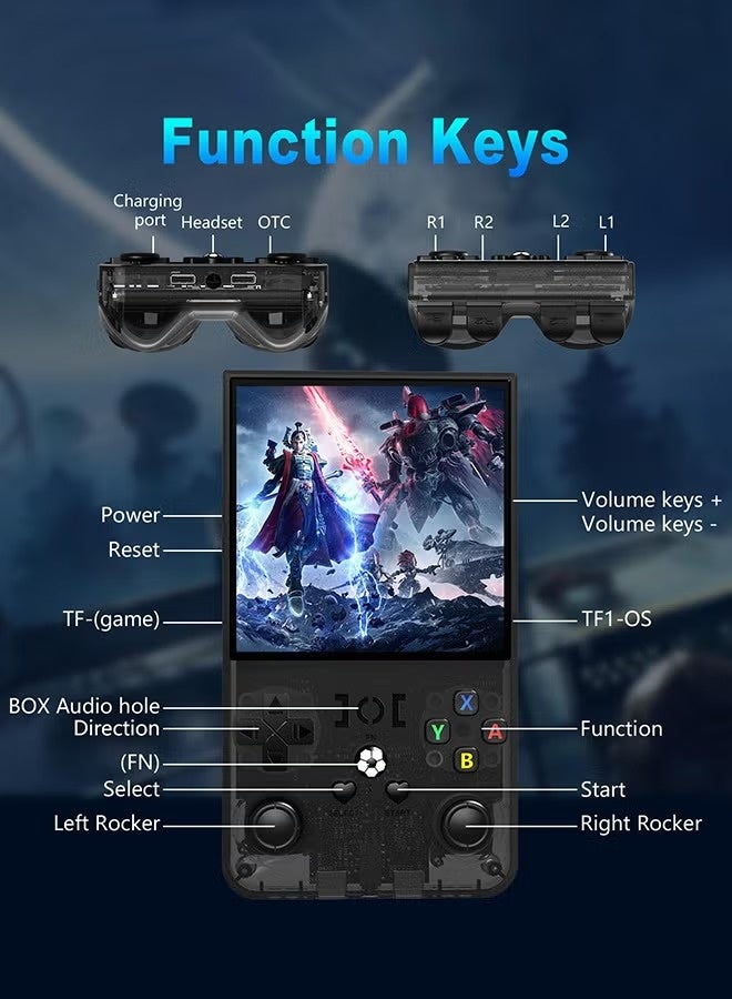 R36MAX Retro Handheld Game Console with 128G Built-in 18000+ Classic Games, Portable Video Gaming Console Linux System 4.0 Inch IPS Screen, 4000 mAh Rechargeable Battery-Black - Image 5