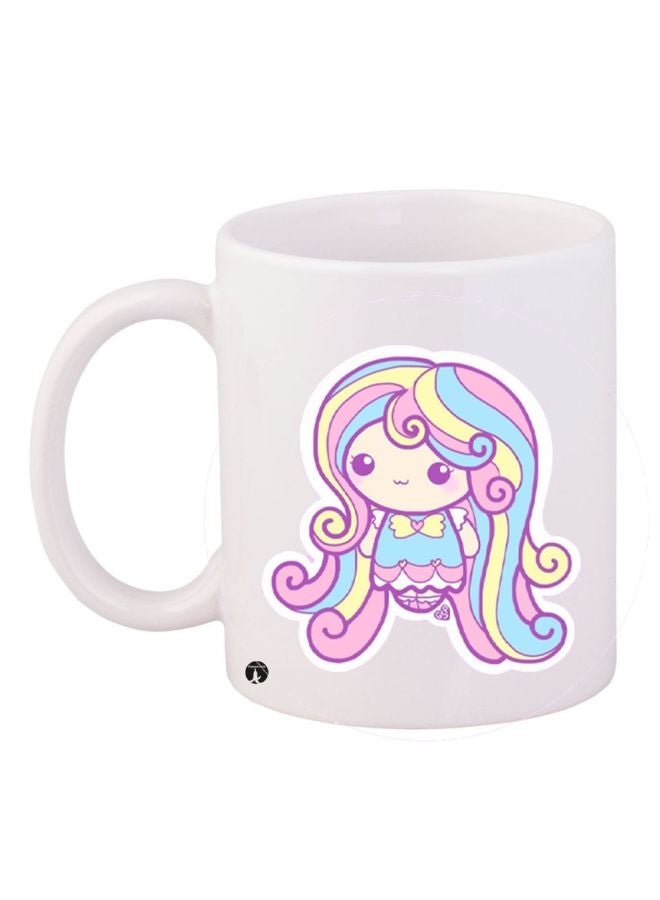 RYN Cartoon Printed Coffee Mug White/Pink/Blue 11ounce