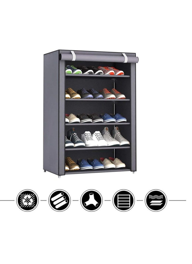 ALMUFARREJ 5-tier shoe rack 60x30x90 cm with stainless steel frame  - Image 4