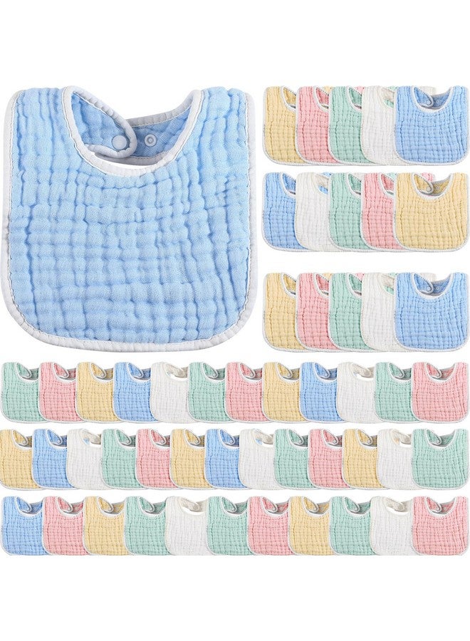 Tatuo 50 Pcs Muslin Baby Bibs Bulk Muslin Cotton Teething for Boy Girls Burp with Snap, Baby Bandana Drool Absorbent Bibs for Newborn Infant Teething and Drooling, 6 Layers - Image 1