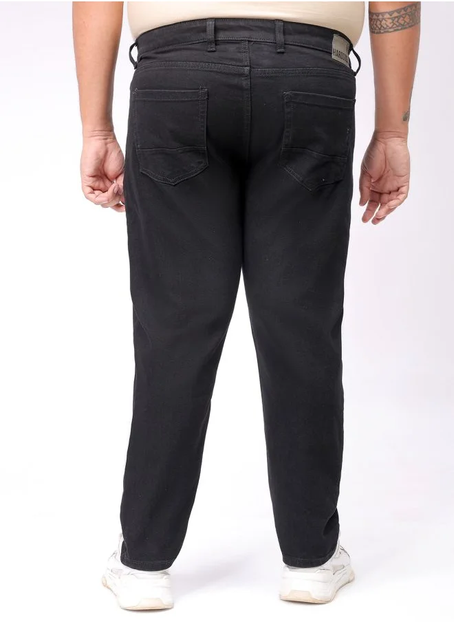 HARDSODA Men Plus Size Carrot Fit Solid Mid-Rise Stretchable Jeans