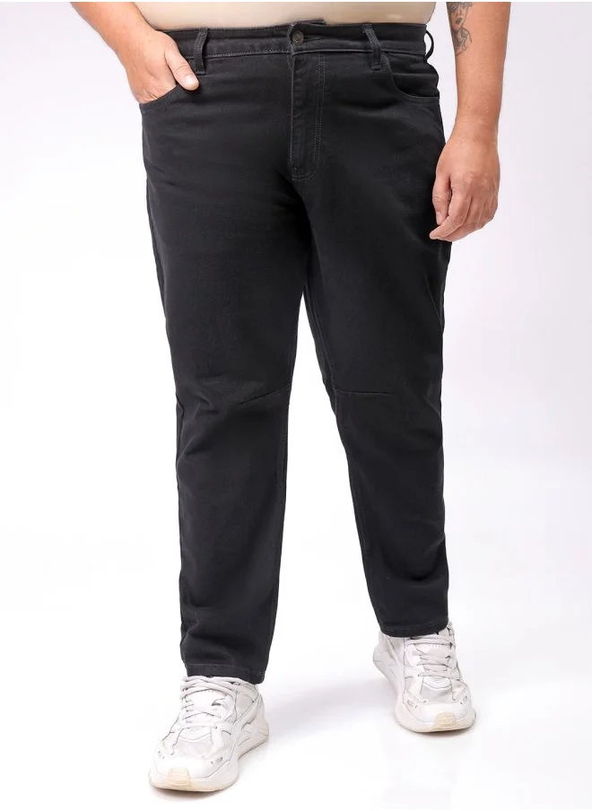 HARDSODA Men Plus Size Carrot Fit Solid Mid-Rise Stretchable Jeans
