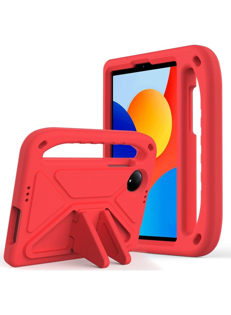 VKL Case Compatible with Xiaomi Redmi Pad SE 4G 8.7 Inch Case, [Kids Friendly] Lightweight EVA Shockproof Protective Case Drop-proof Handle Stand Cover for Redmi Pad SE 8.7" (Red) - Image 1